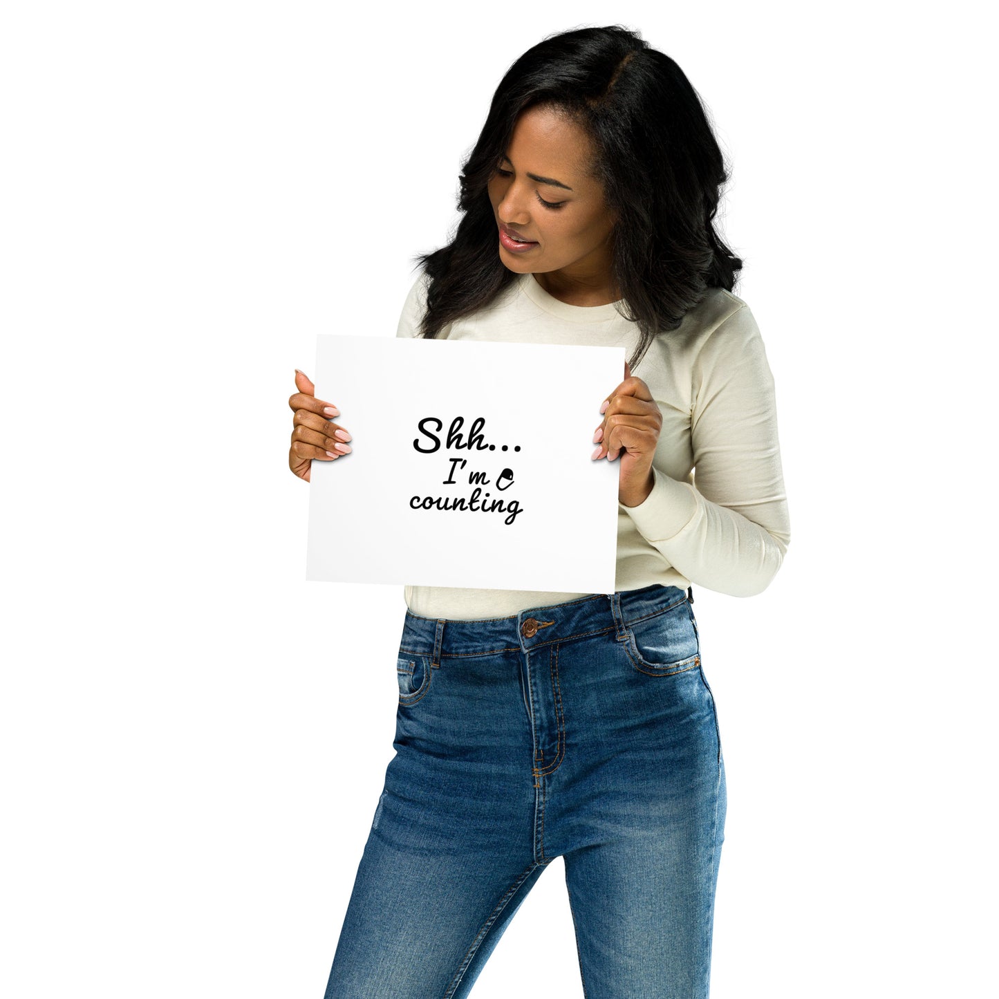 “Shh… I’m Counting” Crochet Poster – Matte Horizontal Print (8x10 & 12x16)