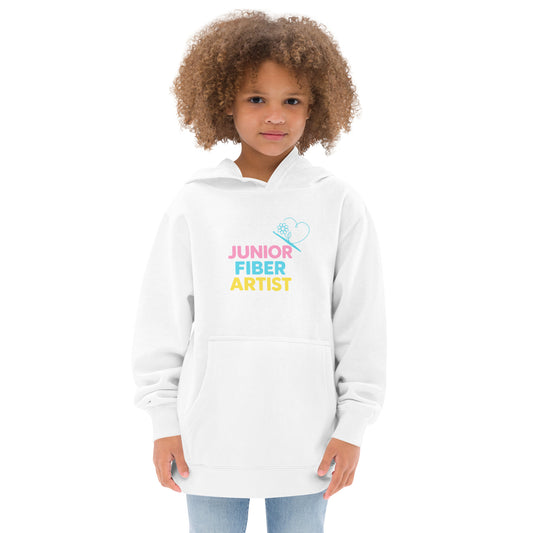 Child wearing Junior Fiber Artist hoodie