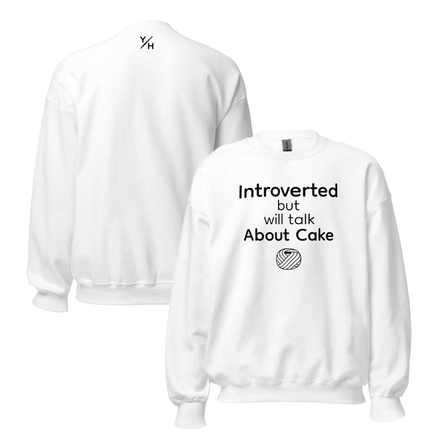 Introverted but Will Crochet in Public sweatshirt — front flatlay on neutral background