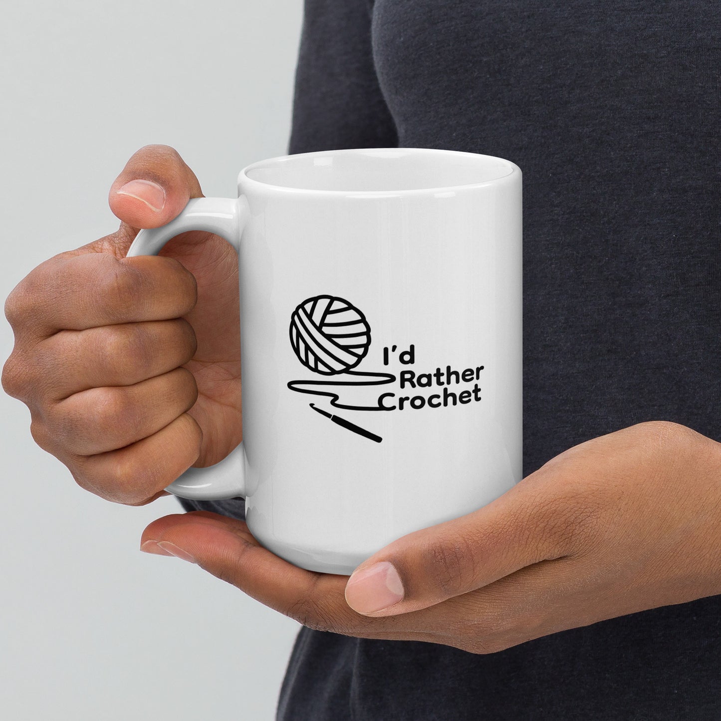 “I’d Rather Crochet” Mug | White Ceramic (15 oz & 20 oz) with Y/H Logo