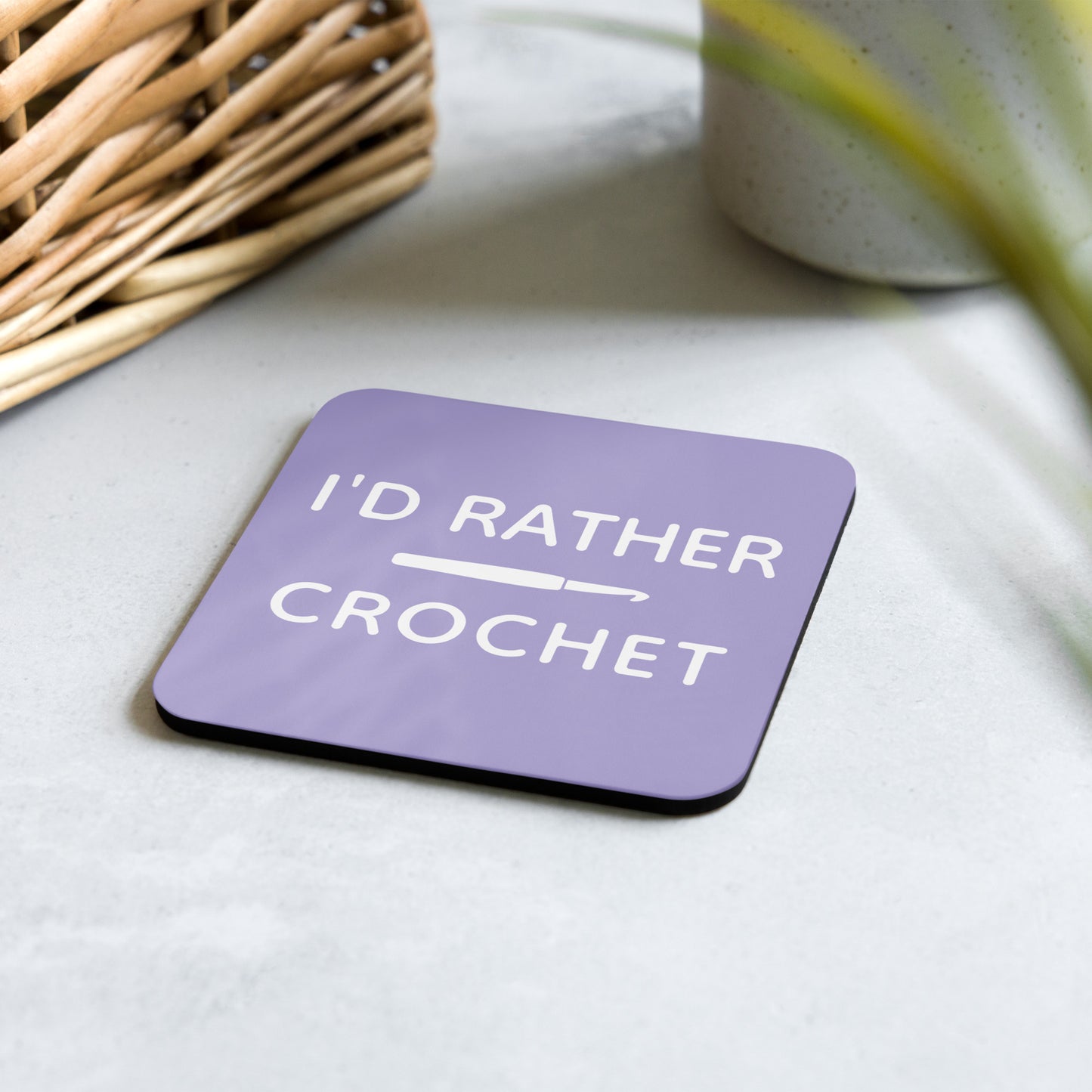 “I’d Rather Crochet” Coaster (1)
