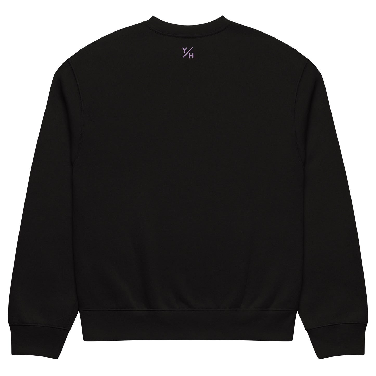 Back view of the oversized Looped With Love sweatshirt in white with Y/H Logo Mark.