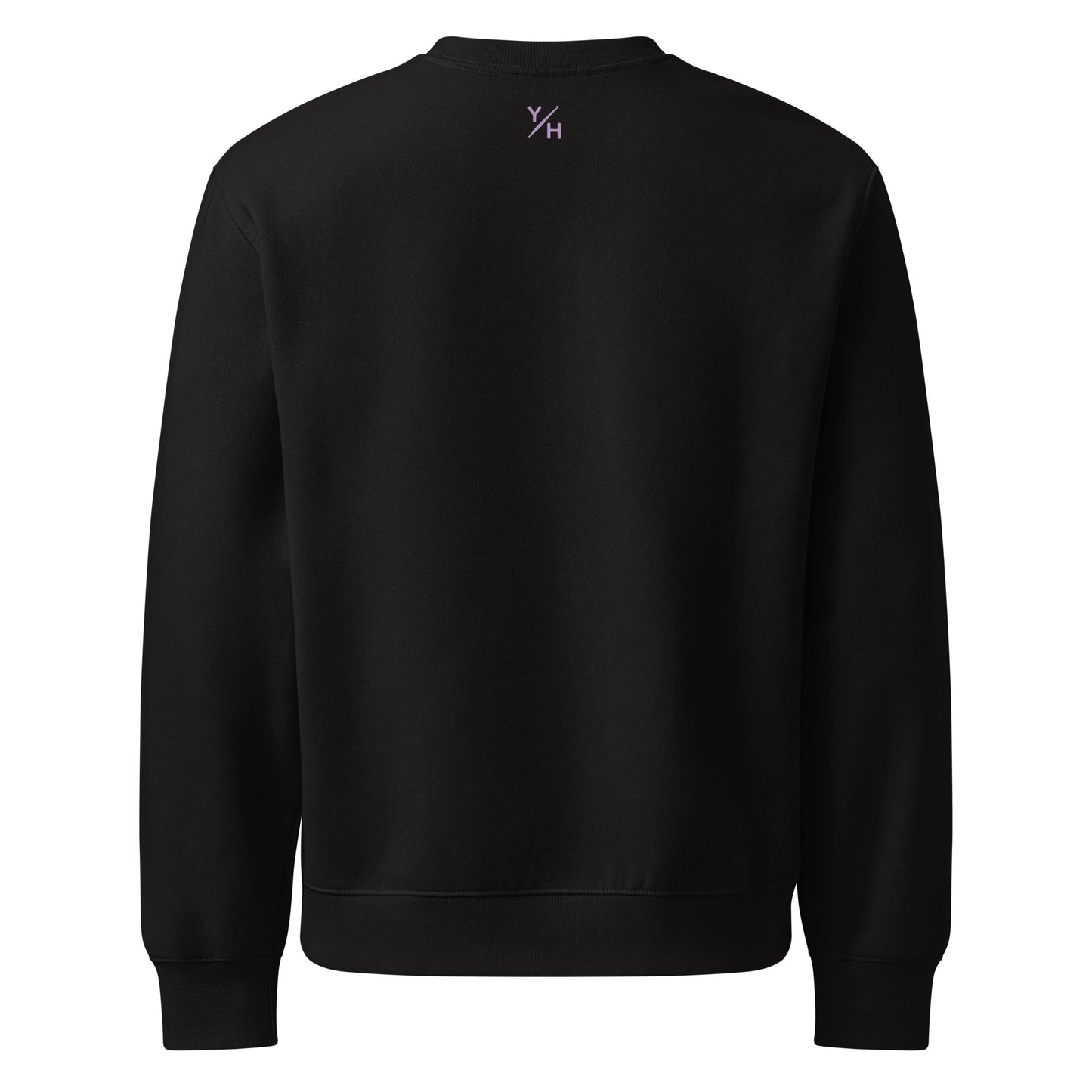 Back view of the oversized Looped With Love sweatshirt in white with Y/H Logo Mark