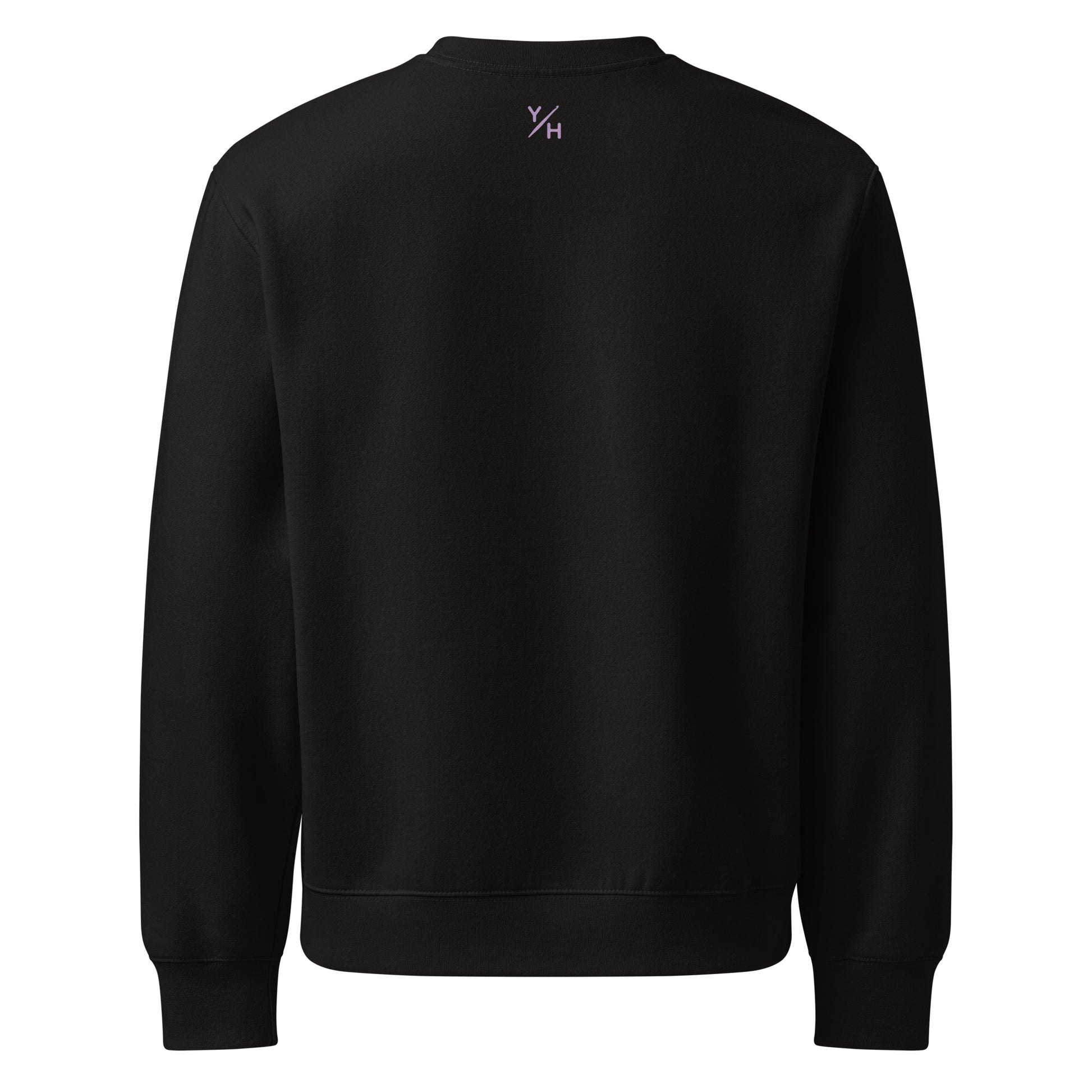Back view of the oversized Looped With Love sweatshirt in white with Y/H Logo Mark