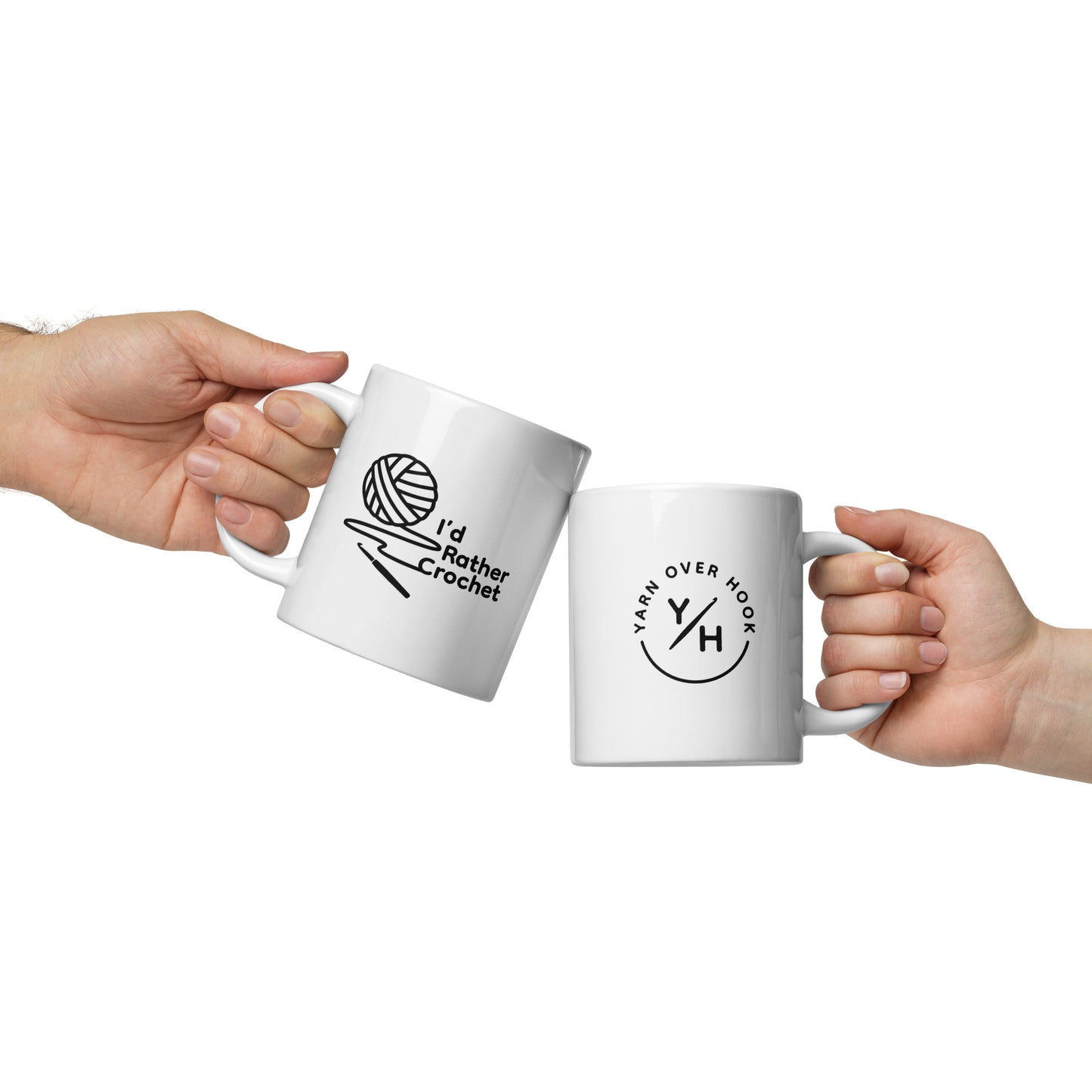“I’d Rather Crochet” Mug | White Ceramic (15 oz & 20 oz) with Y/H Logo