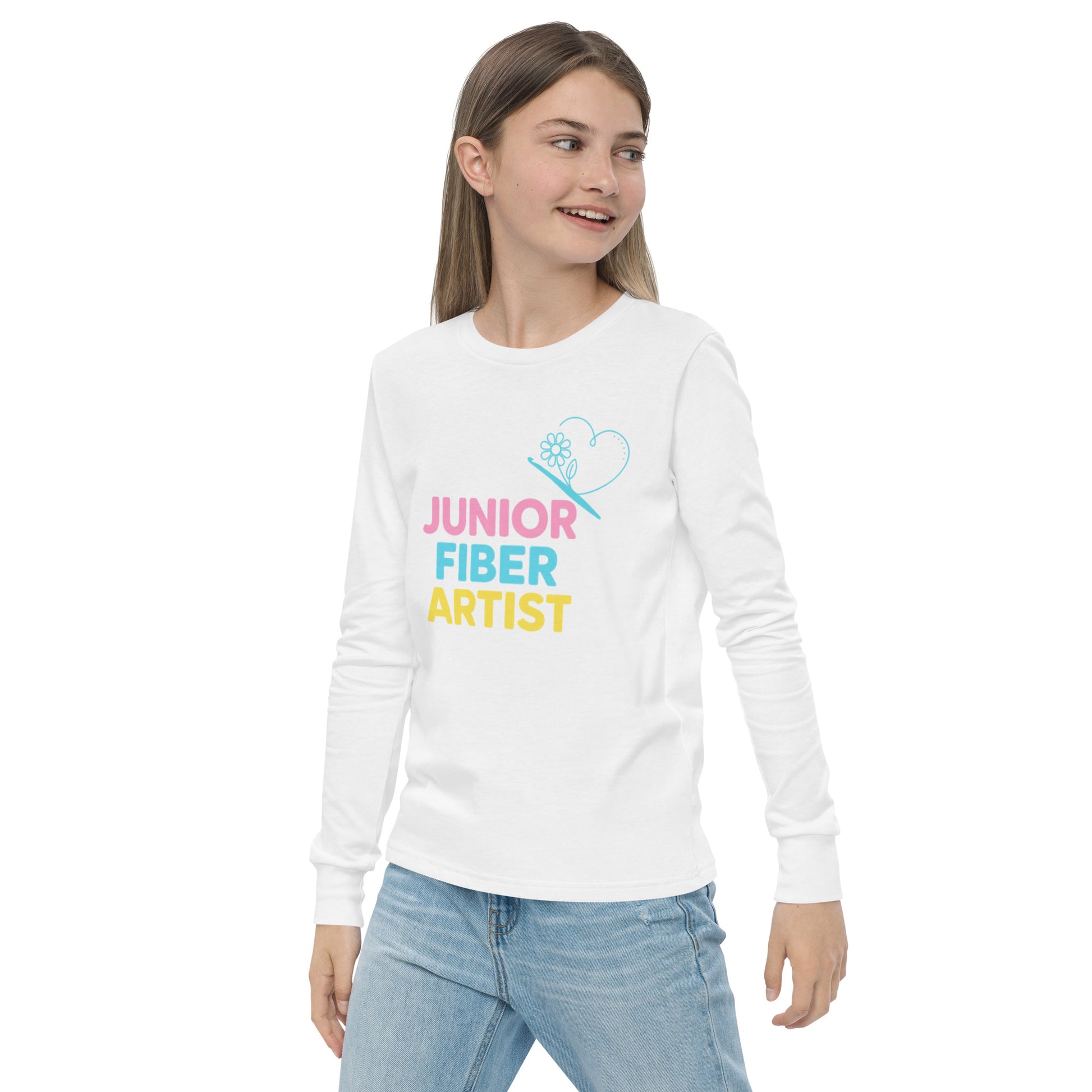 Child wearing Junior Fiber Artist long sleeve tee 